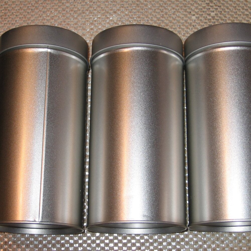 Set of 3 Dual Lid 7" x 3.75" Aluminum Storage Canisters New Unbranded